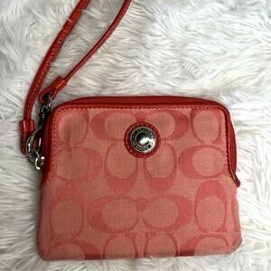 COACH Pink Signature Canvas Wristlet w/ Card Slot